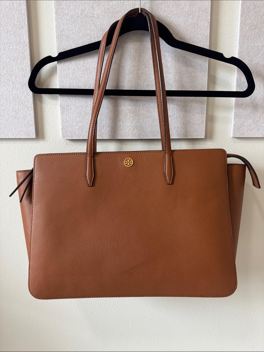 Tory Burch Cognac Pebbled Leather Tote